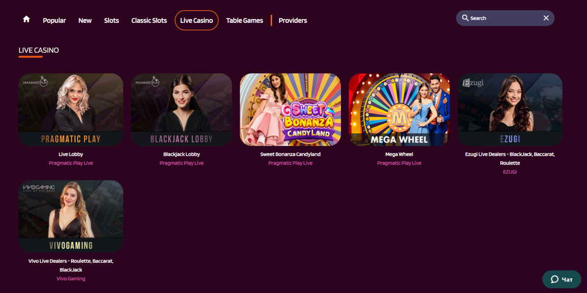 HappySpins Casino Live Games Section