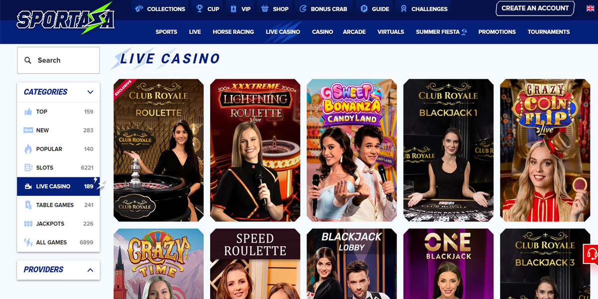 Sportaza Casino Live Section