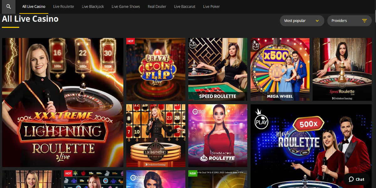 18bet Casino Live Section