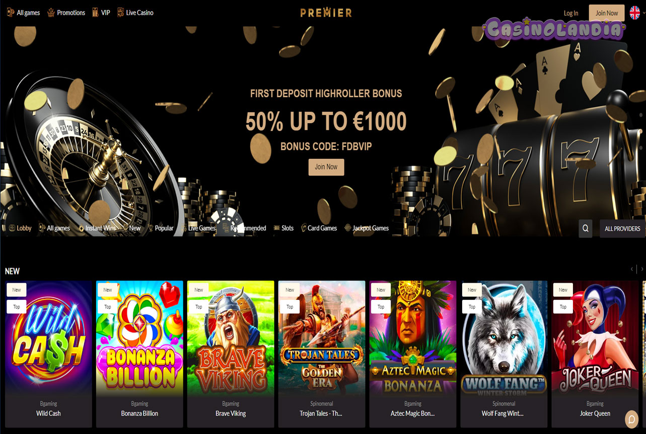 Premier Casino Desktop View