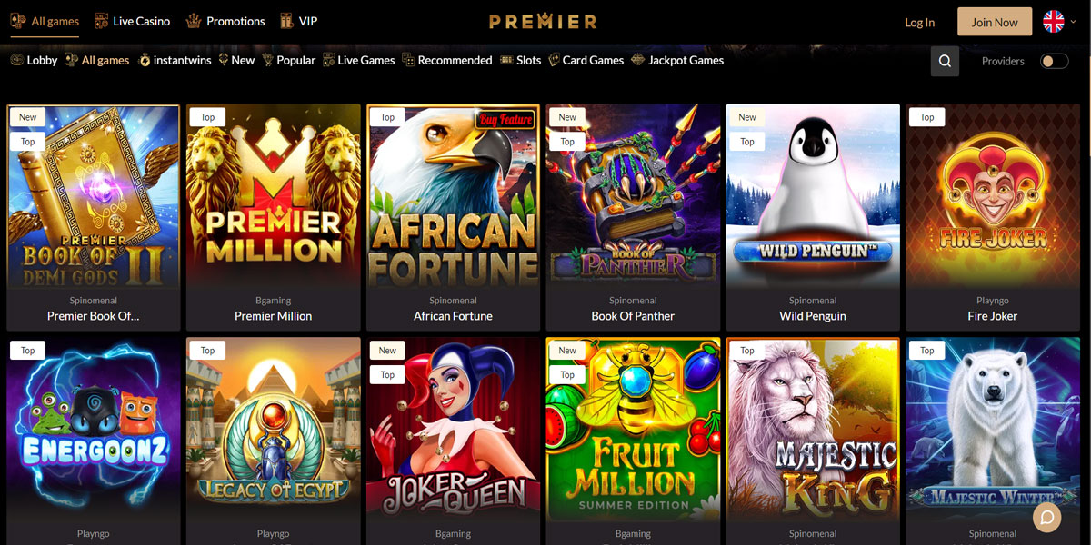 Premier Casino Slots Section