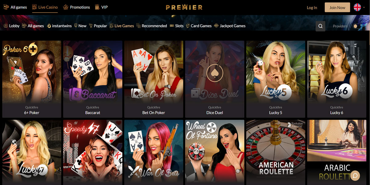 Premier Casino Live Section