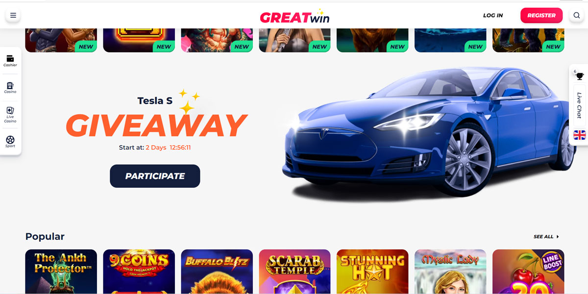 GreatWin Casino Giveaways