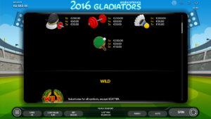 2016 Gladiators paytable 2