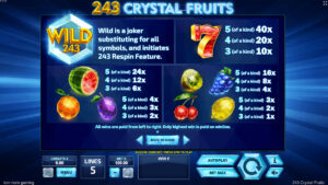243 Crystal Fruits Paytable