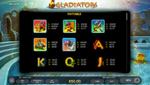 Gladiators Paytable 1