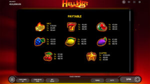 Hell Hot 40 Paytable
