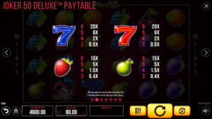 Joker 50 Deluxe paytable 2