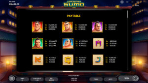 Legendary Sumo Paytable 1