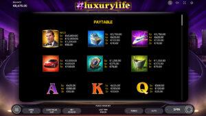 Luxurylife Paytable