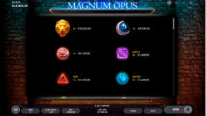 Magnum Opus Paytable