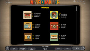 Retromania Paytable