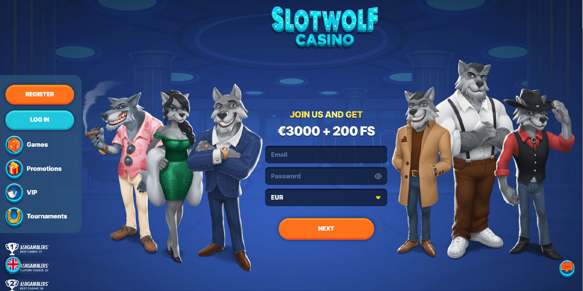 SlotWolf Casino Home Screen