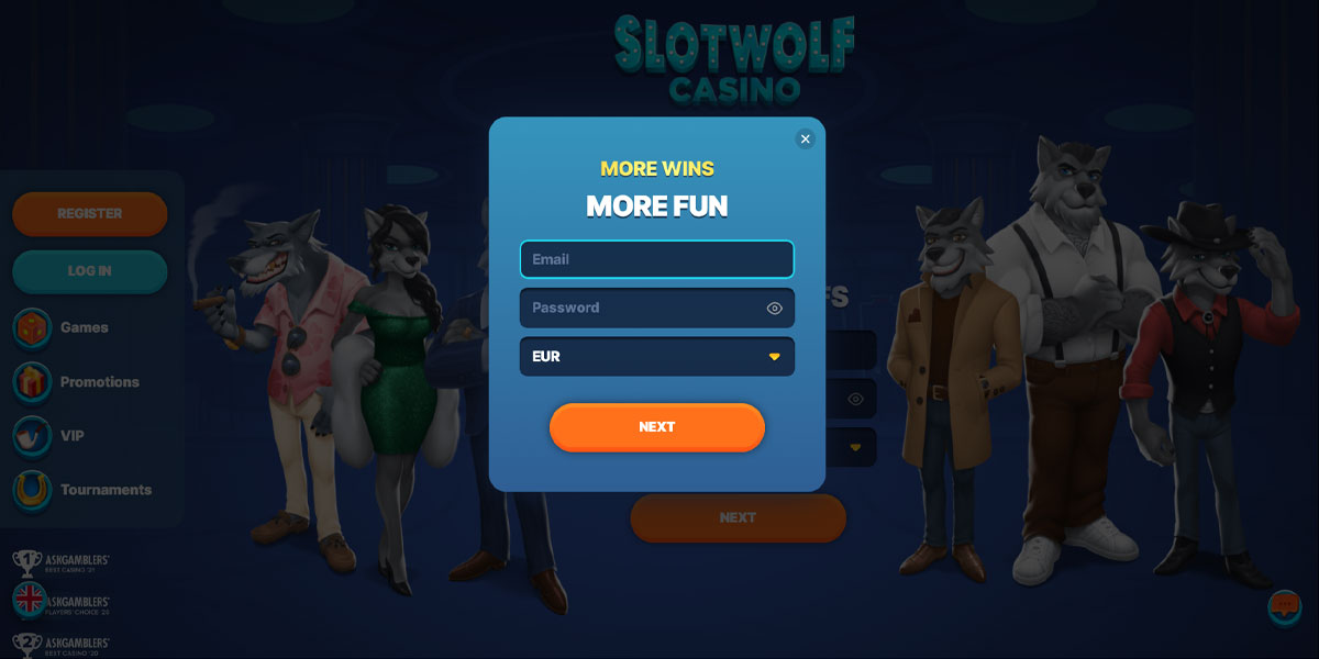 SlotWolf Casino Registration Form