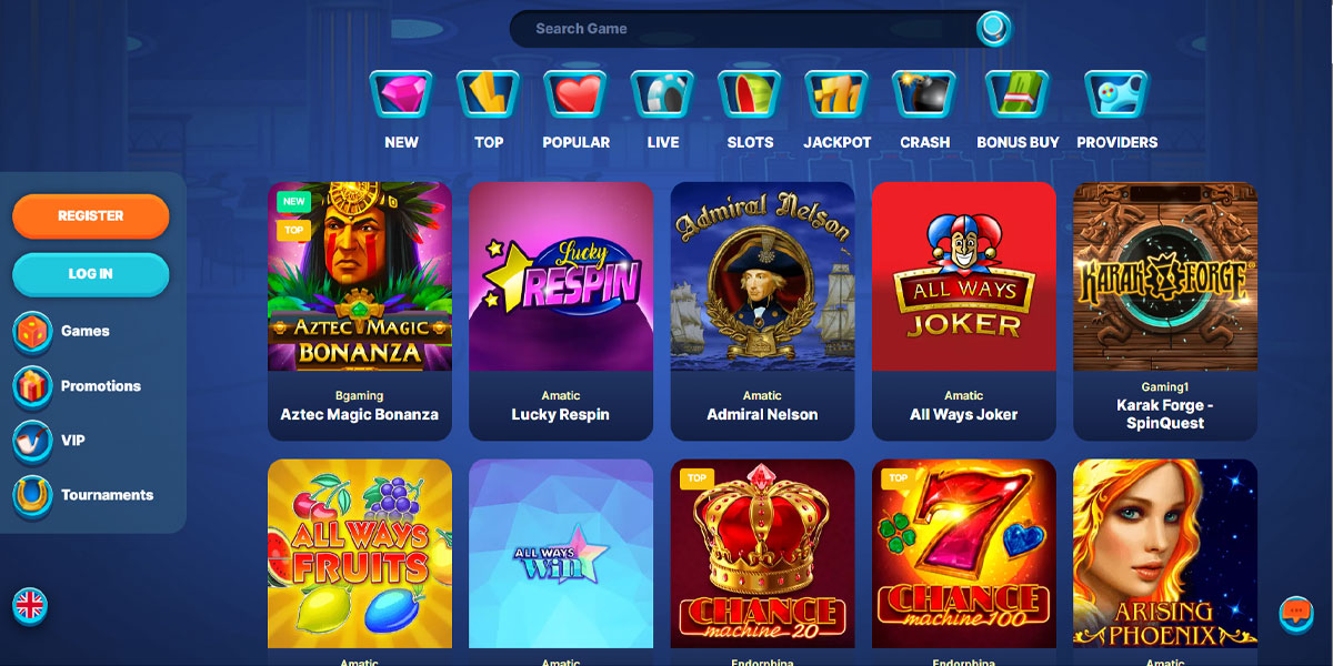 SlotWolf Casino Games Section