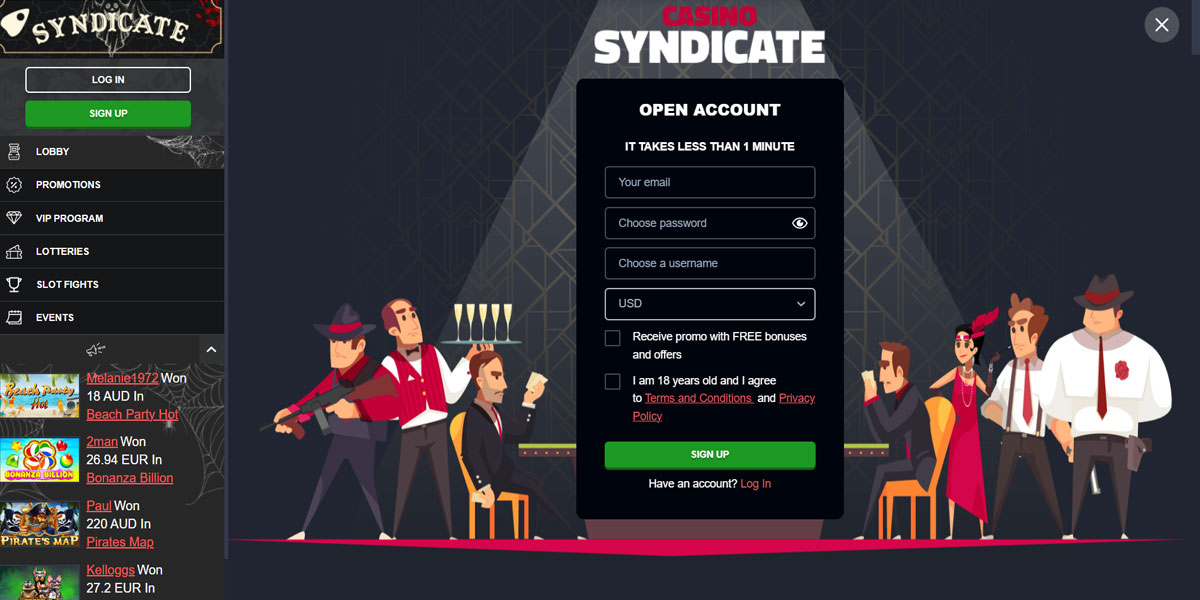 Syndicate Casino Registration Form
