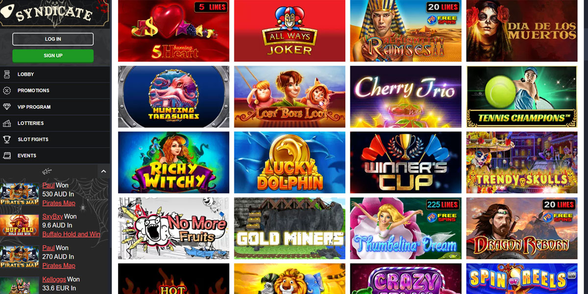 Syndicate Casino Slots Games Section