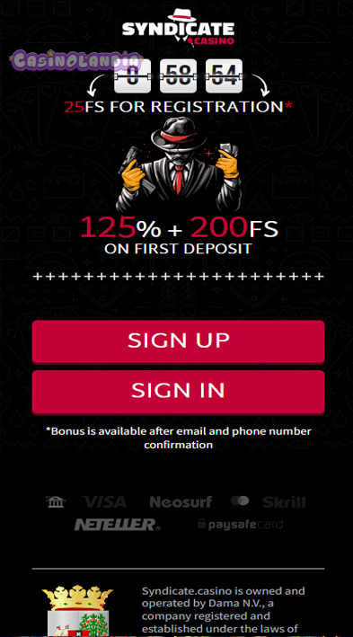 Syndicate Casino Mobile View