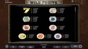 Wild Fruits Paytable