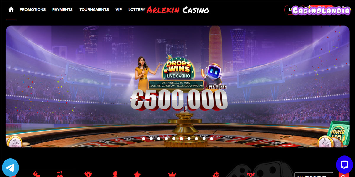 Arlekin Casino Home Screen