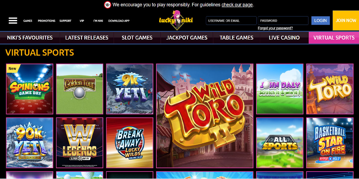 LuckyNiki Casino Virtual Sports