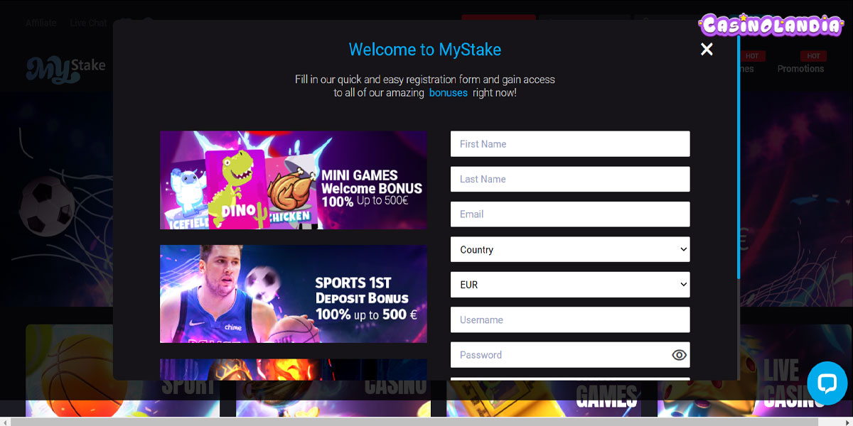 MyStake Casino Registration