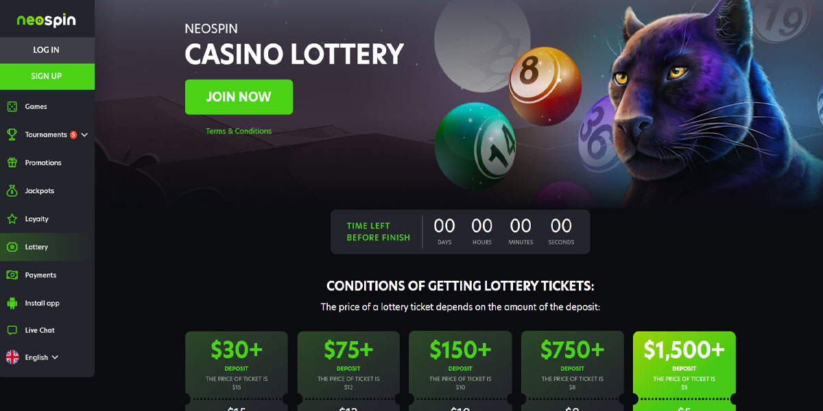 Neospin Casino Lottery Section