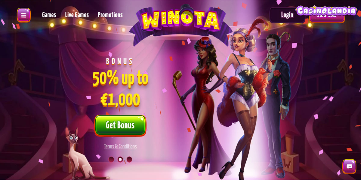 Winota Casino Home Screen