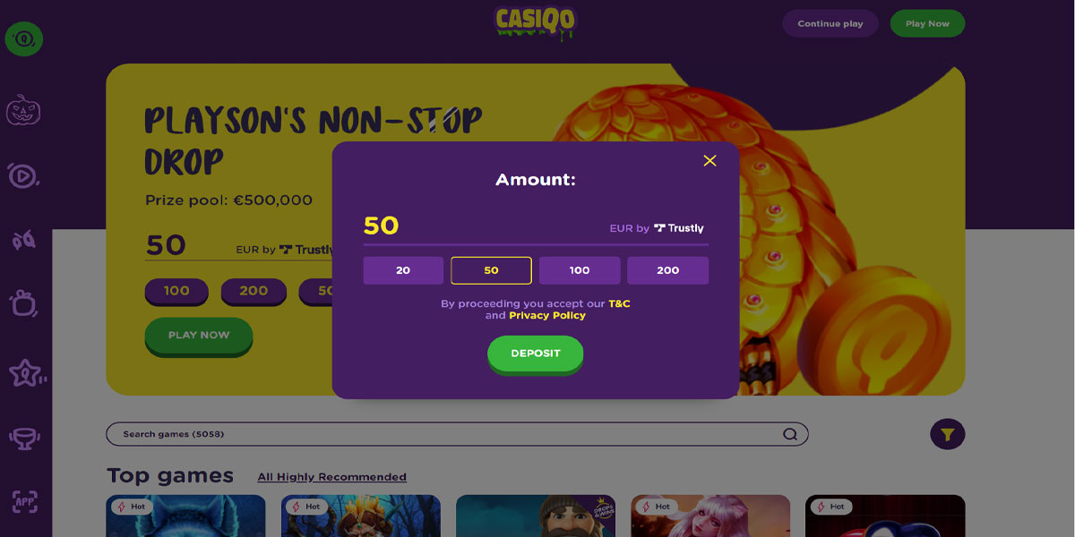 CasiQo Casino Registration Form