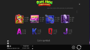 Elvis Frog In PlayAmo Paytable