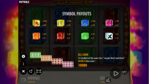 Mad Cubes 50 Paytable