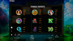Page of Fortune Deluxe Paytable