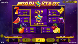 Pari Stars Paytable