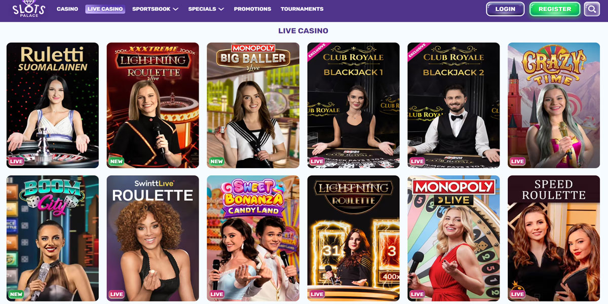 Slots Palace Live Games Section