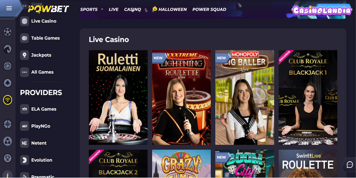 PowBet Casino Live Casino