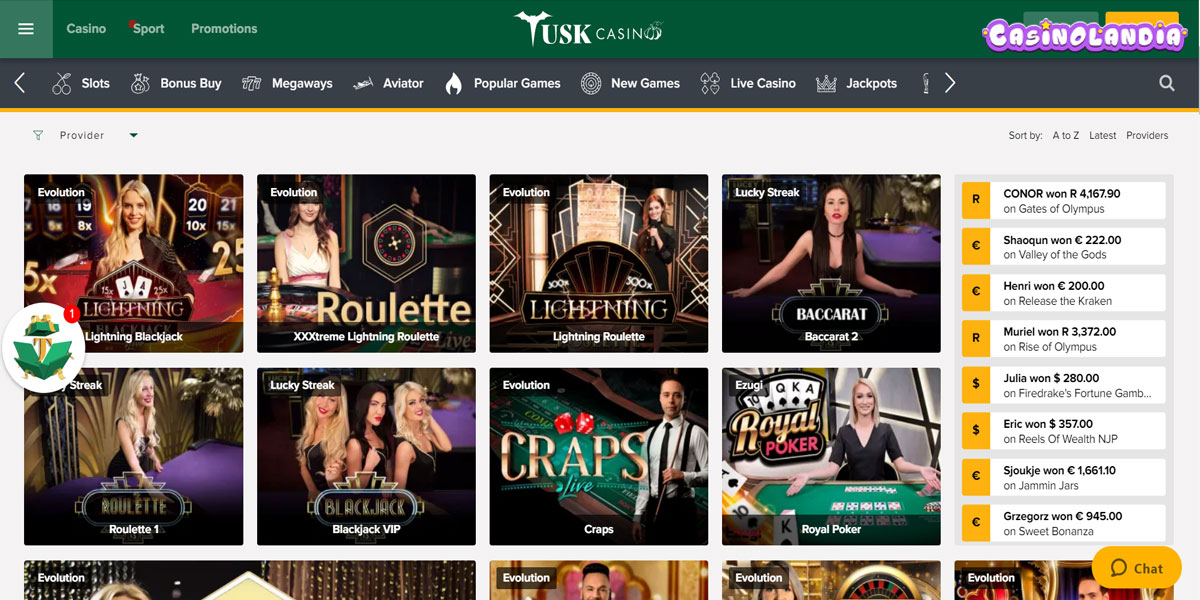Tusk Casino Live Casino