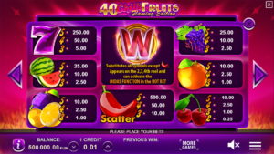 40 Chilli Fruits Flaming Edition Paytable