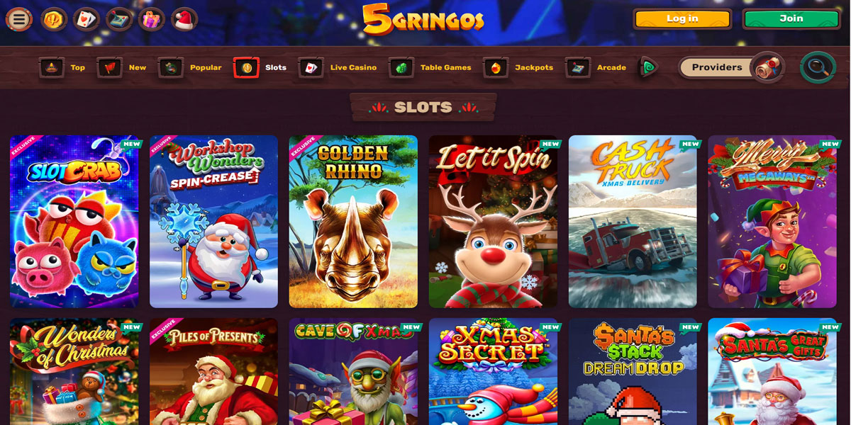 5 Gringos Casino Slots Section
