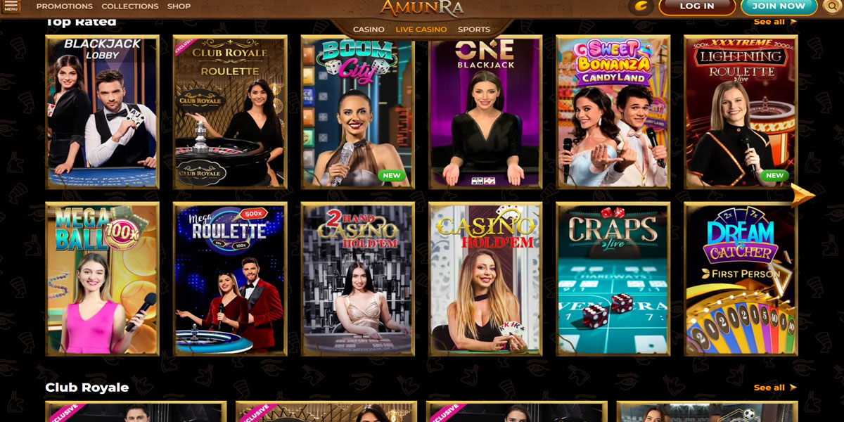 AmunRa Casino Live Games Section