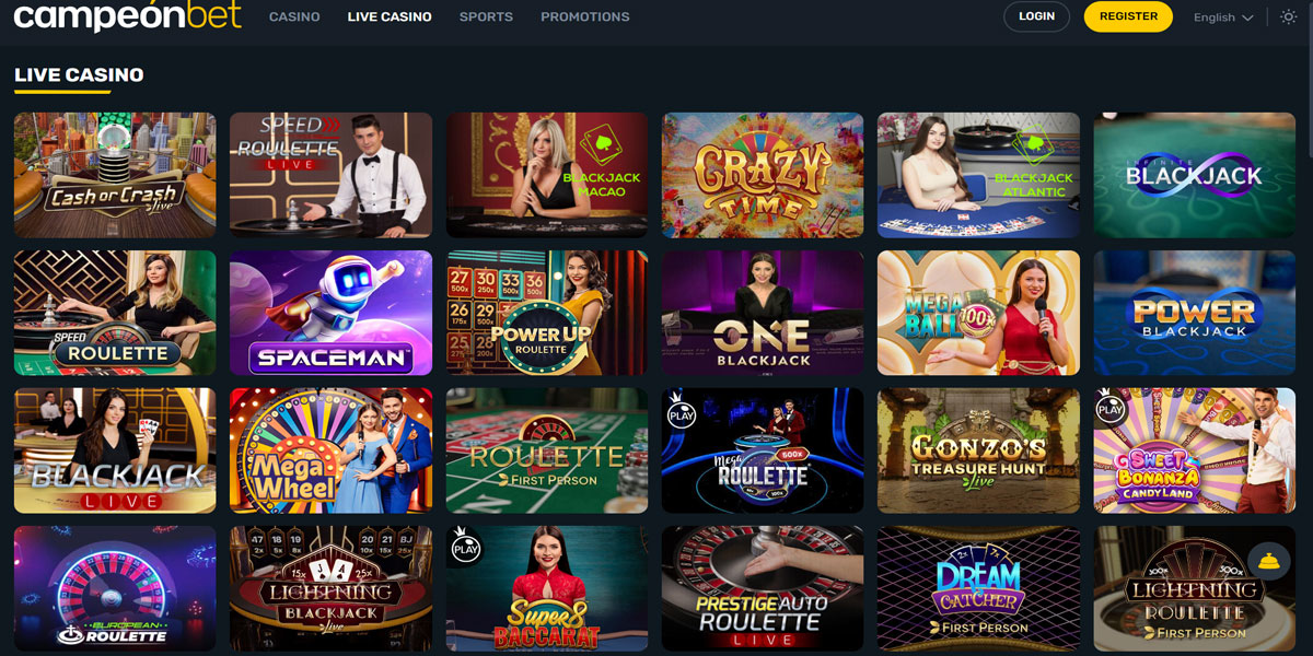 CampeonBet Casino Live Games Section