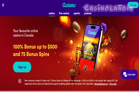 Casumo Casino Desktop View