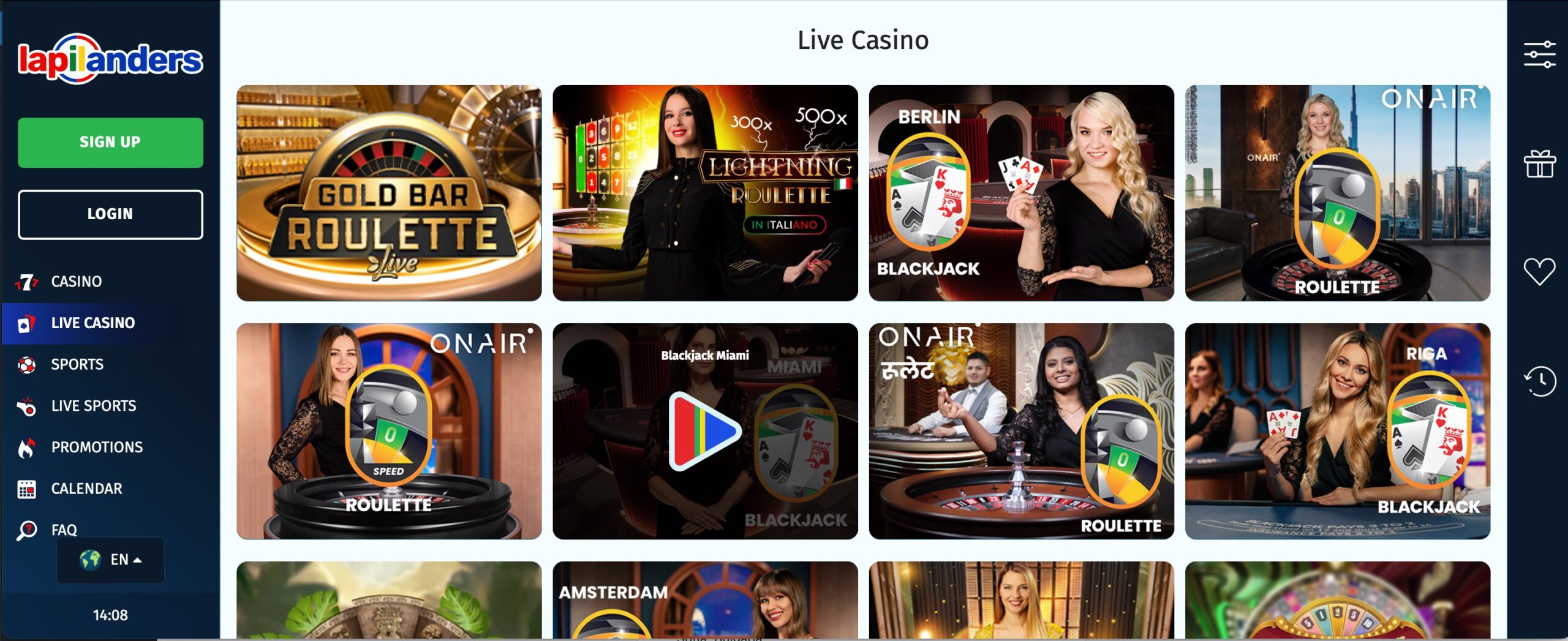 Lapilanders Casino Live Games