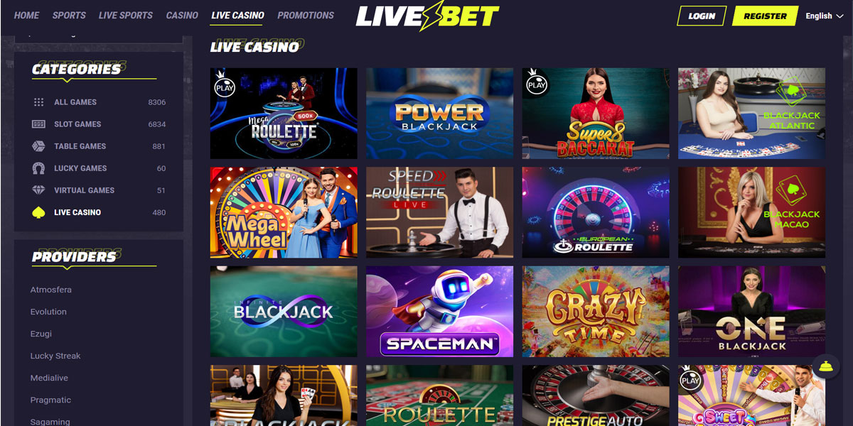 LiveBet Casino Live Games Section