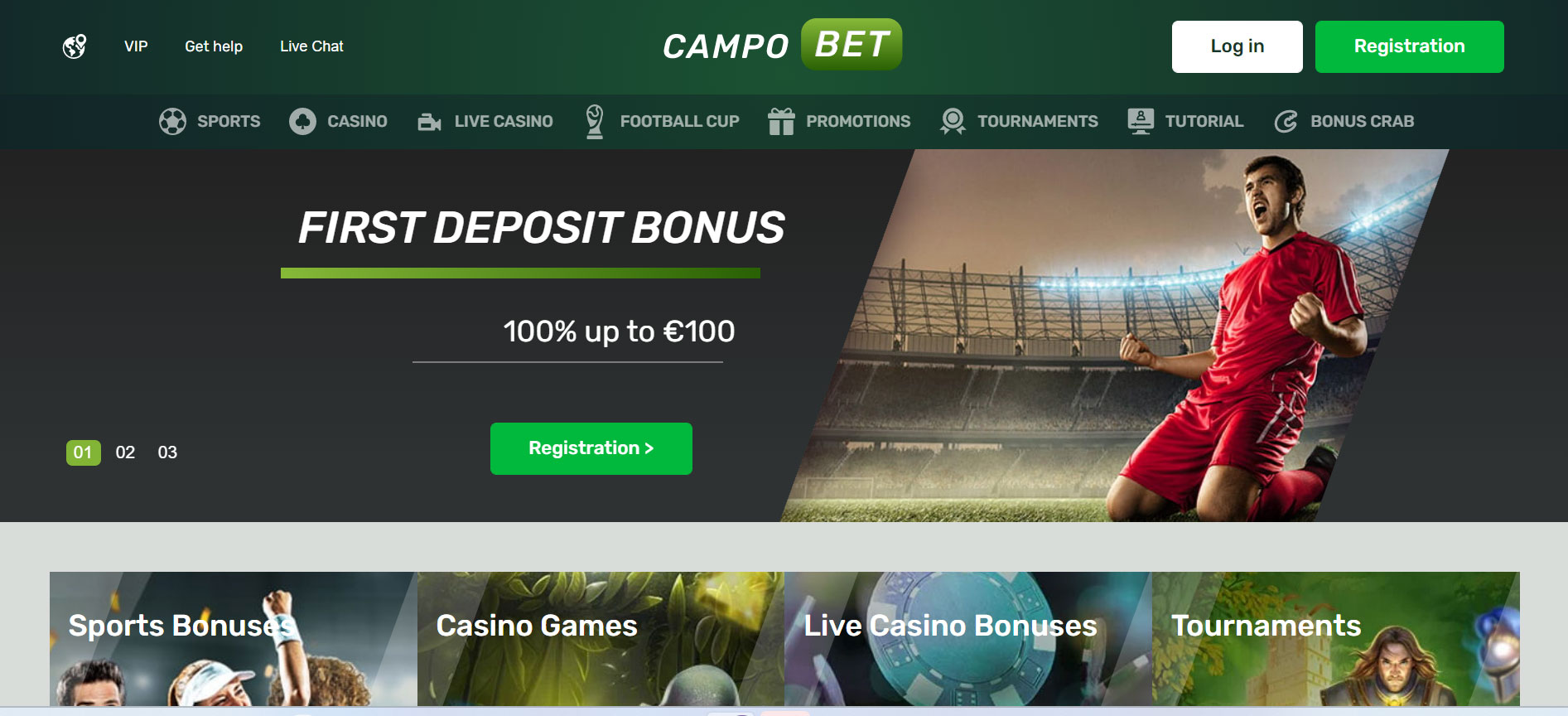 CampoBet Casino Home Screen