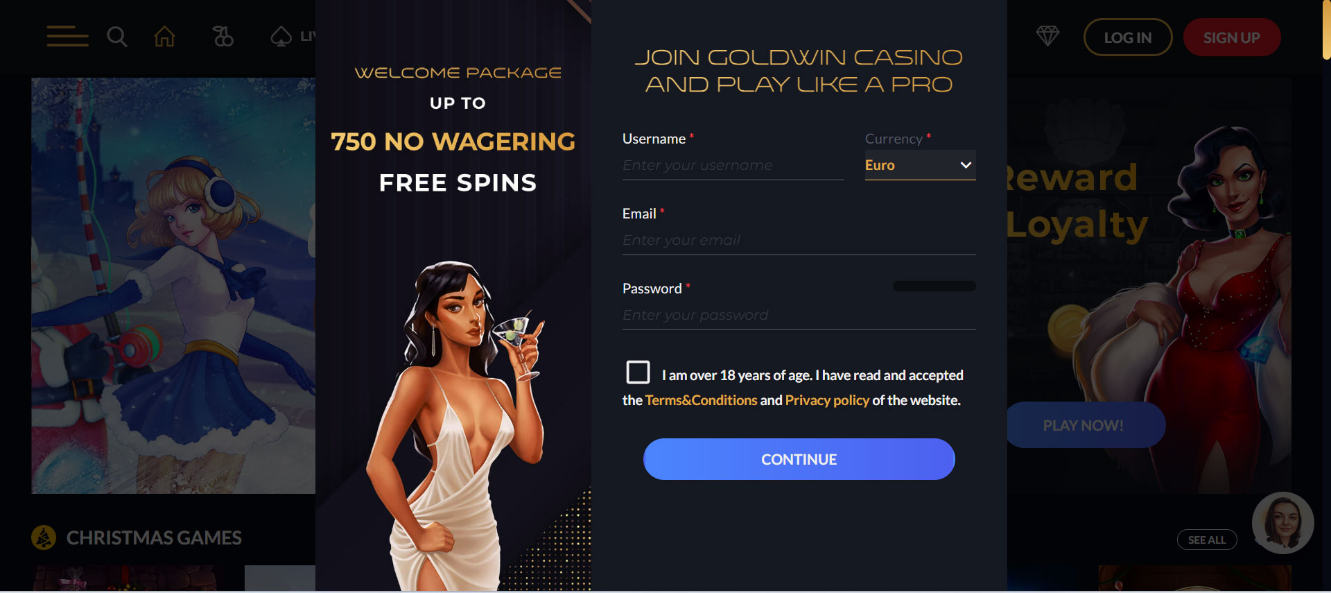 GoldWin Casino Registration