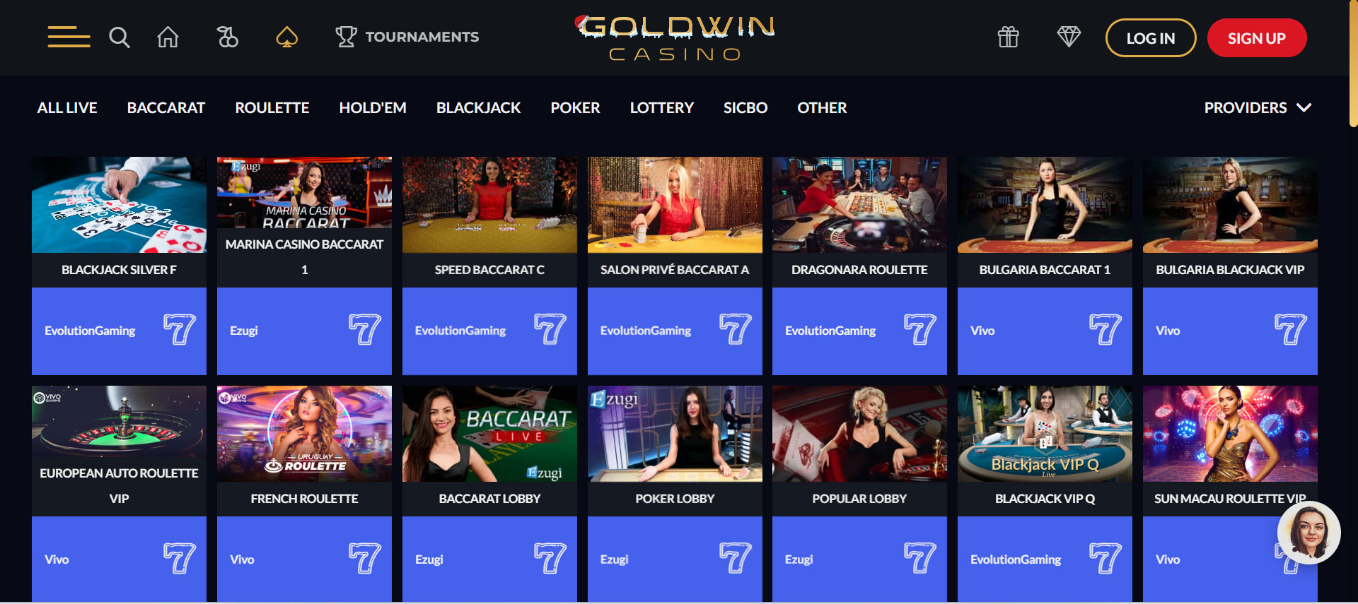 GoldWin Casino Live Casino