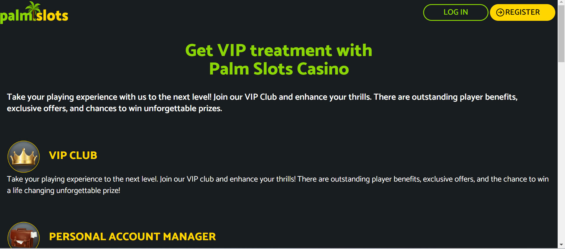 PalmSlots Casino VIP Program
