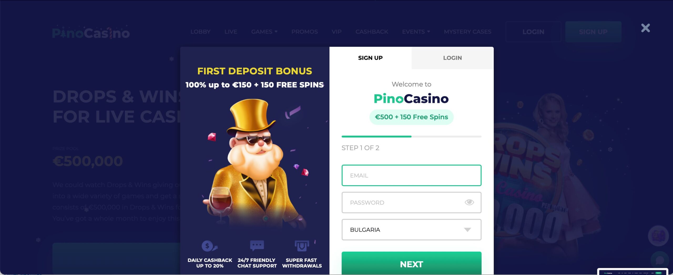 Pino Casino Registration
