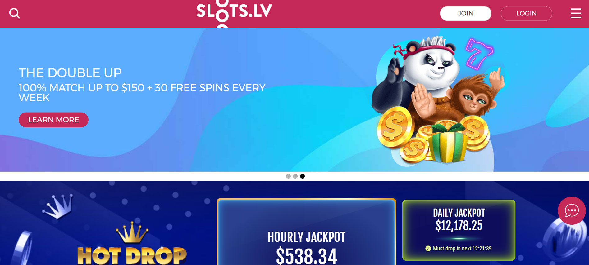 Slots LV Casino Home Screen