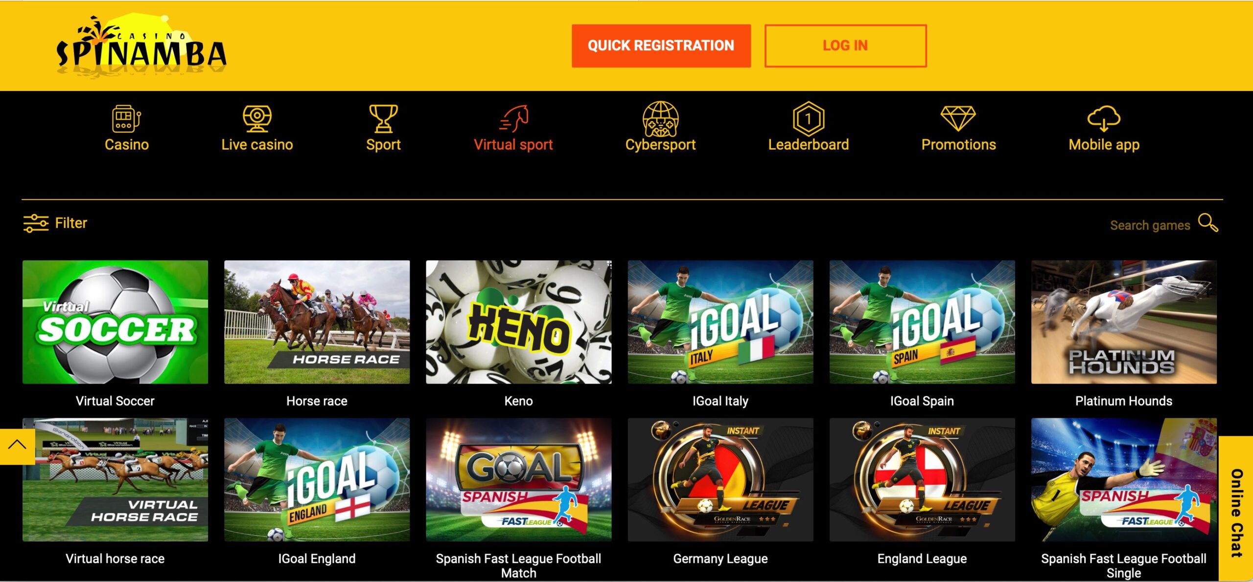 Spinamba Casino Virtual Sports